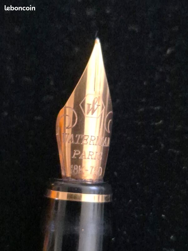 Stylo Plume Waterman Etalon Laque Noire - Plume En Or Massif 18 Carats - Objet D'occasion De Prestige
