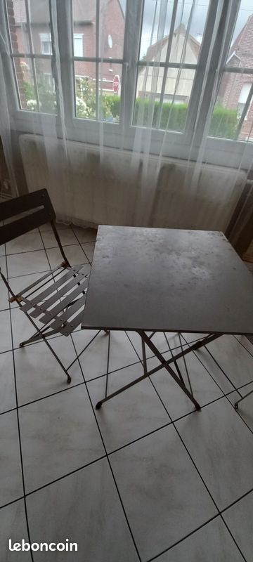 Petit salon de jardin métal beige (image 2)