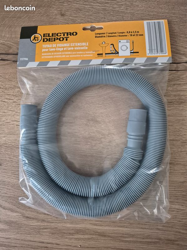 Tuyau de vidange extensible lave-linge - Longueur 0.8 à 2.5 m (image 1)