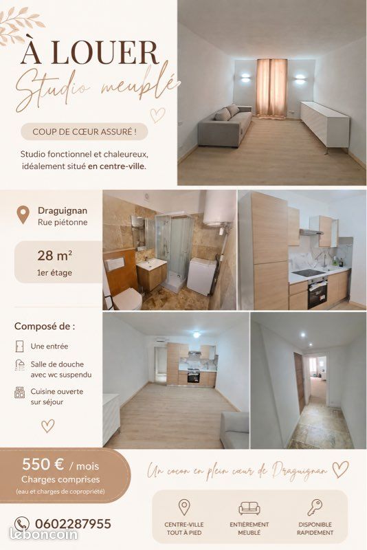 Appartement 1 pièce 28 m² · à Draguignan · 28 m² · 570 €/mois