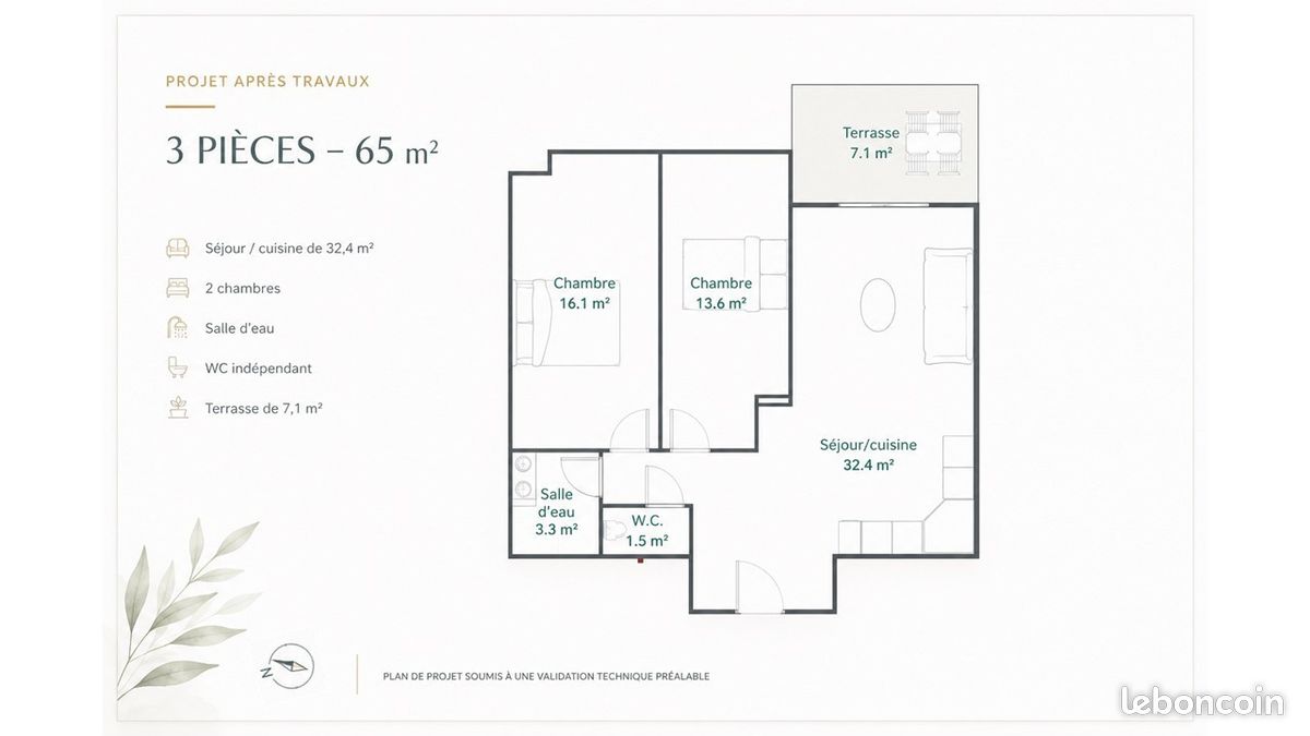 Appartement 3 pièces 65 m² · à Nice · 65 m² · 399 000 €