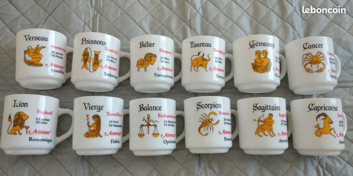 ANCIEN MUG TASSE Signe du Zodiaque ARCOPAL VERSEAU EUR 4,00 - FR