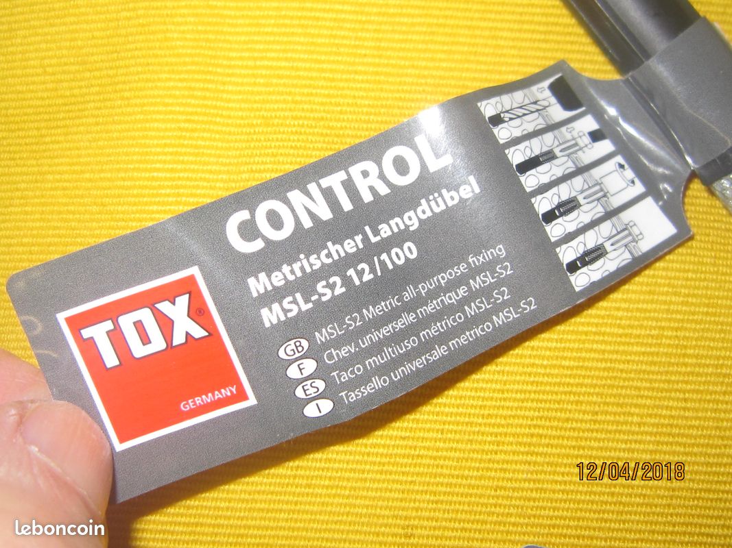 2 XChevilles ancrage TOX-charge lourde-acier galva-monobloc universelle metrique MSL-S2 12X100 NEUF (image 2)