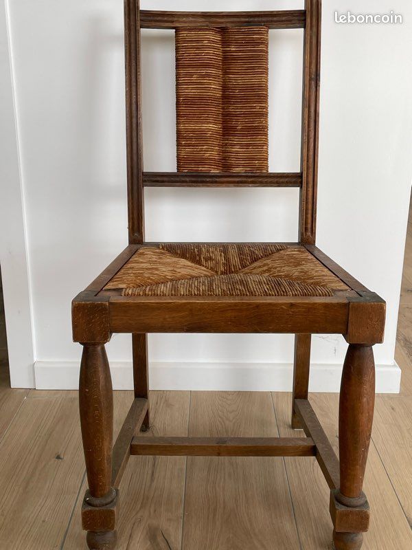 Chaise en bois/paille (image 1)