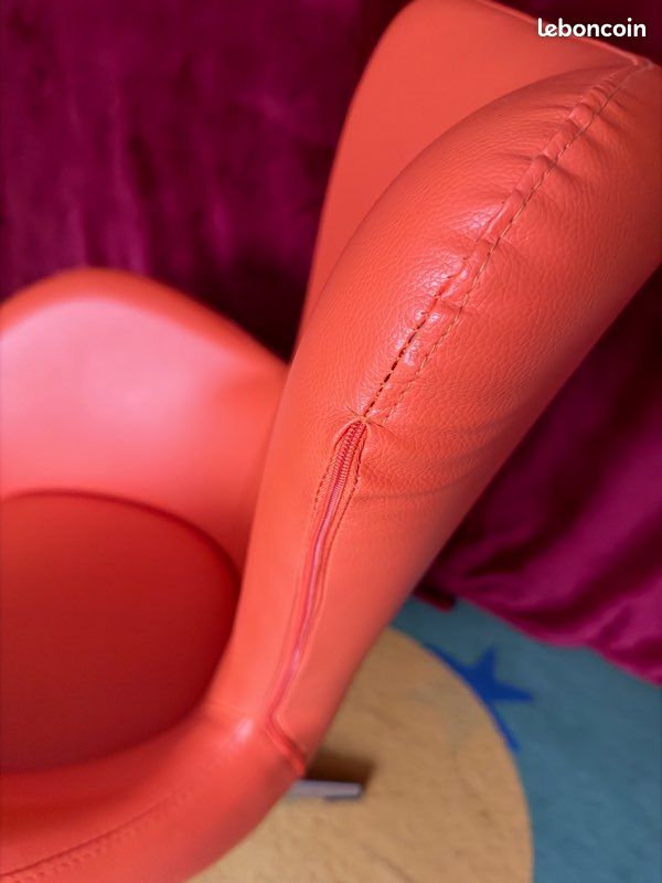 Fauteuil design vintage 1970 orange pivotant (image 6)