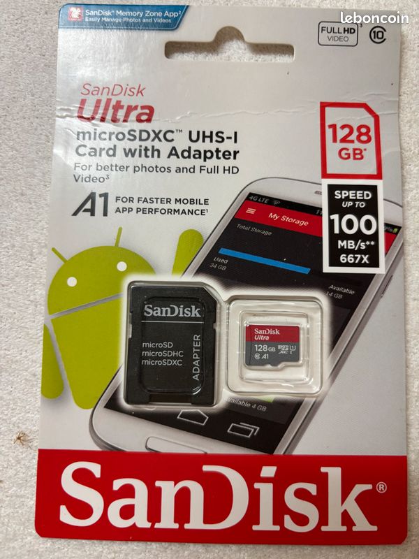 Carte mémoire SANdisk micro SDXC 128Gb avec adaptateur (image 3)