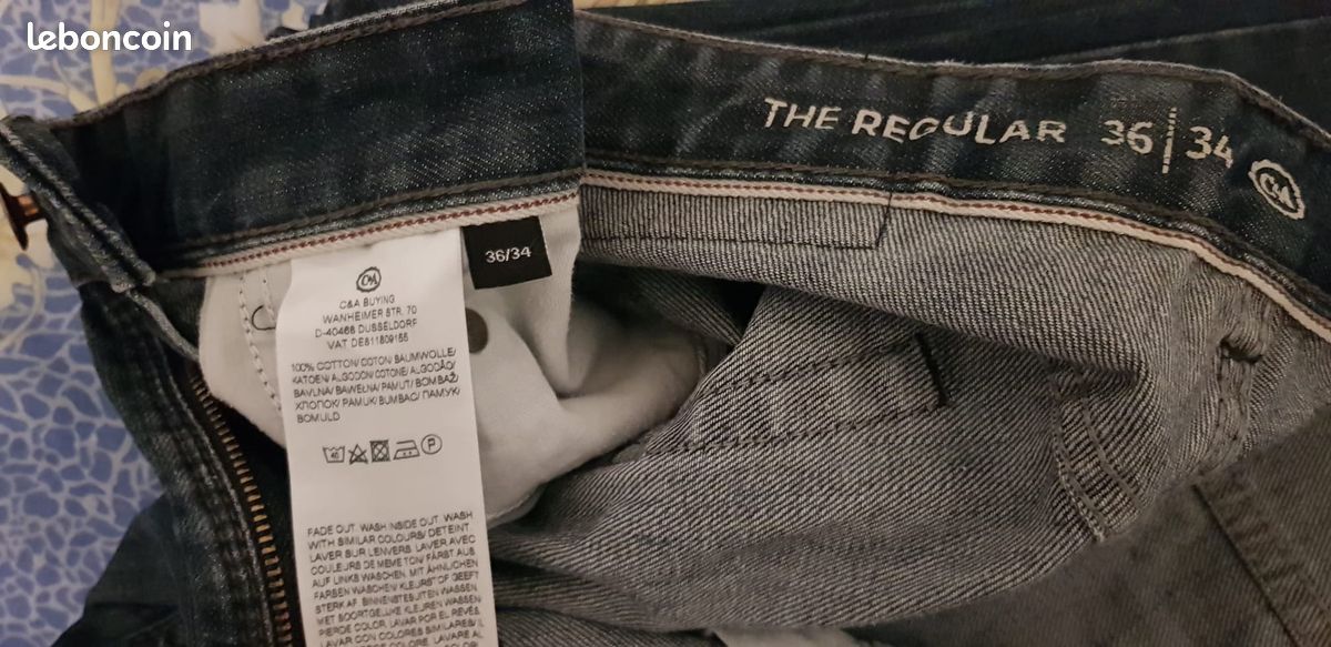 Jean homme C&A The Regular bleu 100 coton taille 36/34 Vêtements