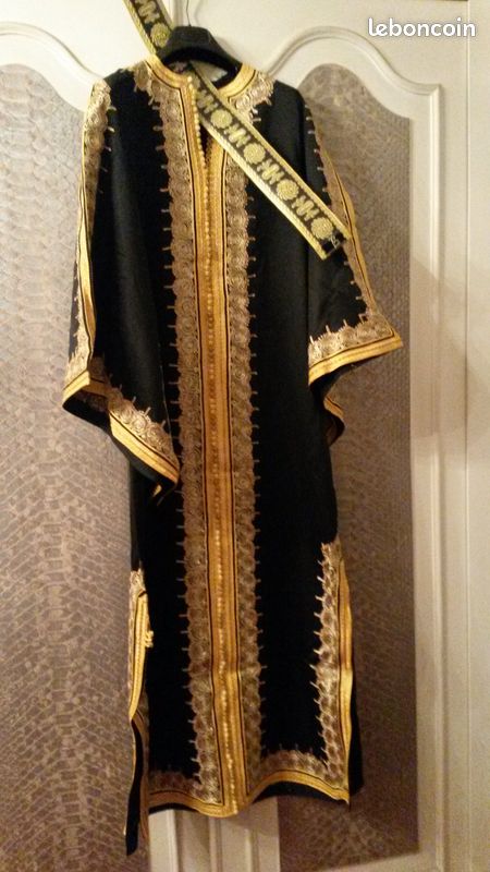 Djellaba en jersey de soie noire t38-40 (ma) (image 1)
