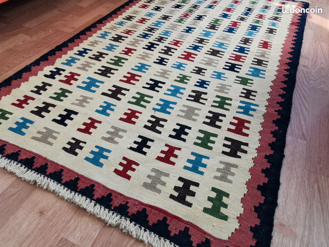 Kilim Oriental Fait Main En Laine - Multicolore, 205x152 Cm, Occasion