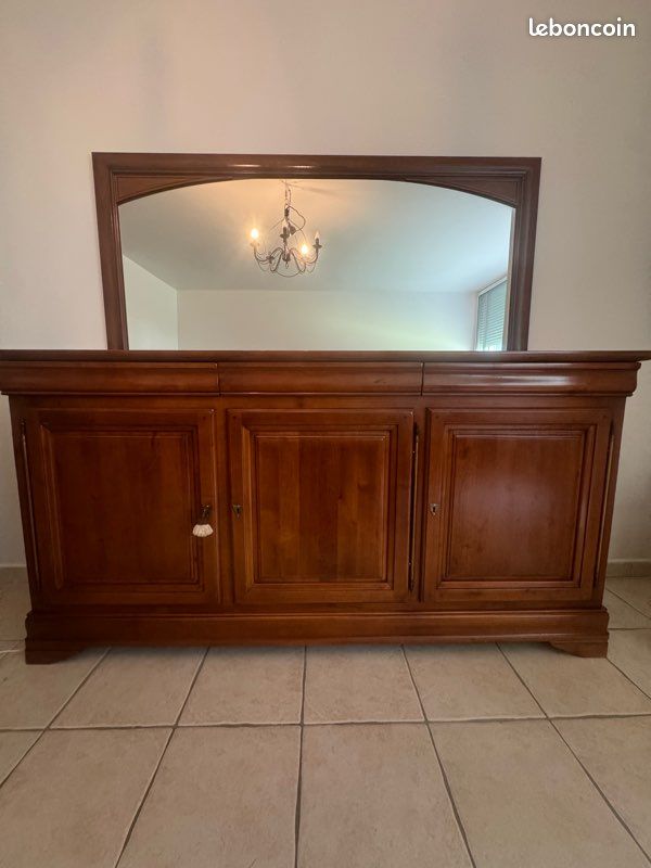 Magnifique ensemble salon cuir et mobilier bois massif (image 1)