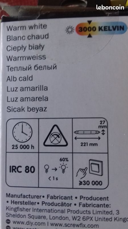 Lot 5 Tube LED Diall 221mm S15s 3,5W blanc chaud (image 3)