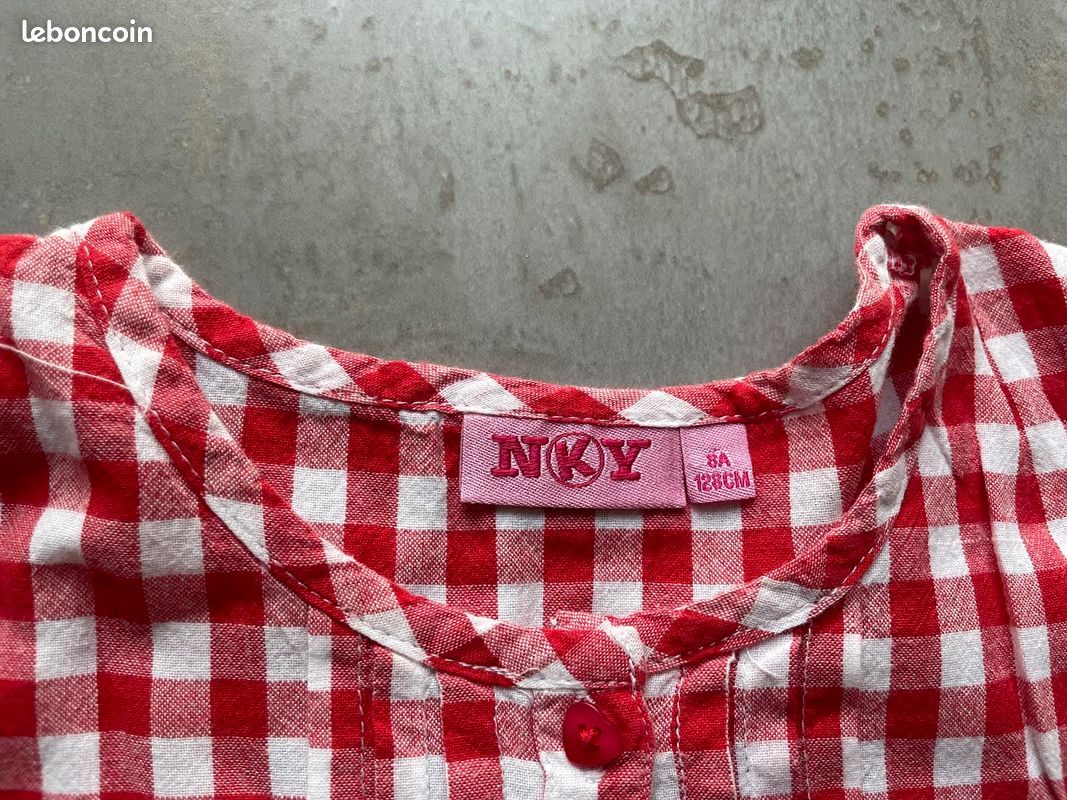 Blouse à carreaux vichy rouge et blanc - NKY - 8 ans (128 cm) (image 2)