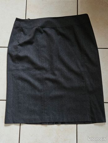 Jupe En Laine Grise Basler - Taille 44/46 - Occasion Très Bon état - Style élégant