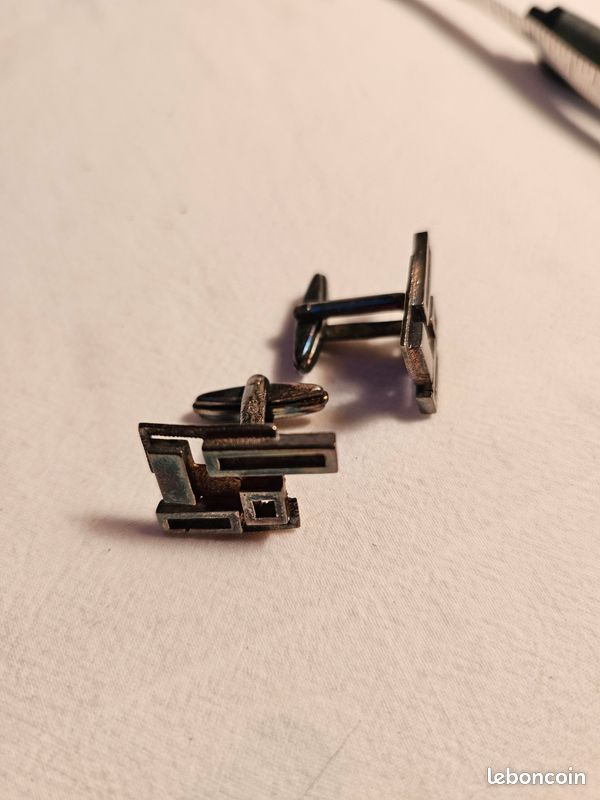 Paire de boutons de manchette en émail Art Déco des années 30 pour hommes En vente sur