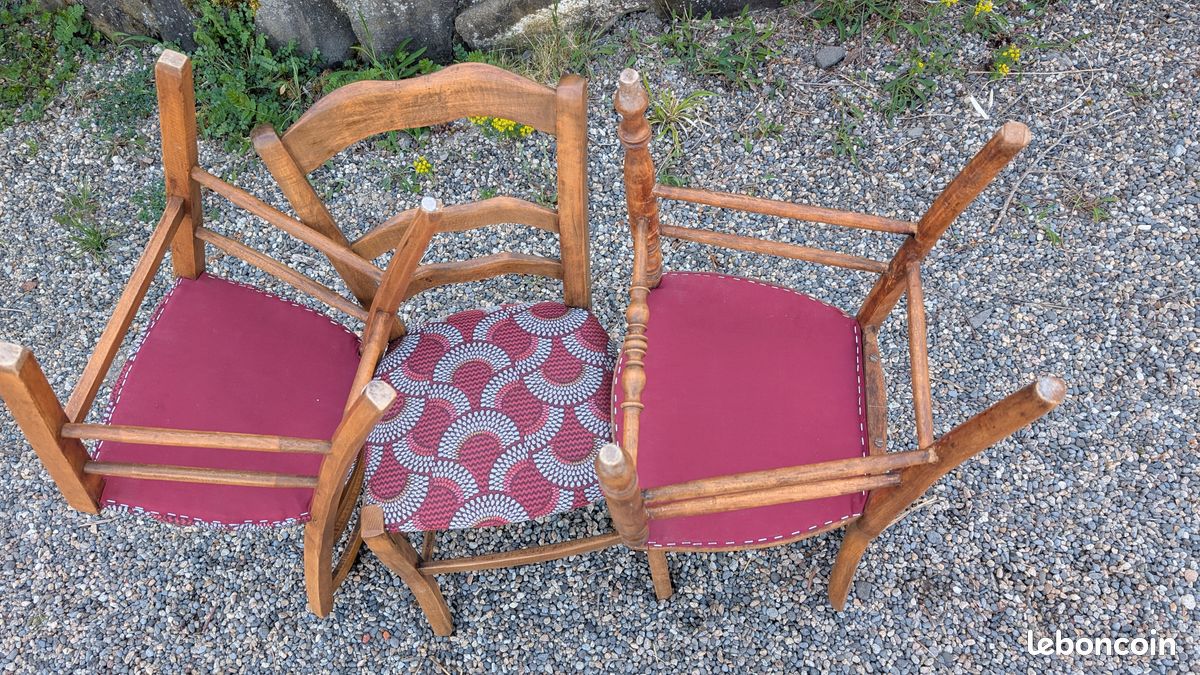 3 Chaises de caractère restaurées par tapissier (image 2)