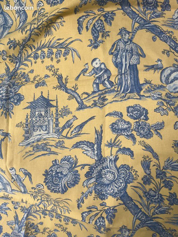 Lot De 2 Coupons Tissu Provençal Bleu - Motif Mouche - 100% Coton - Neufs Pour Ameublement