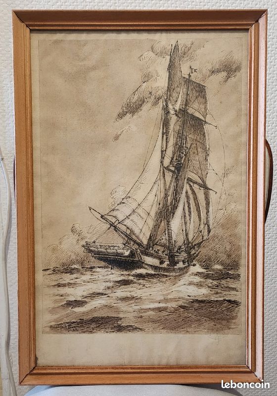 Tableau de marine à plume Frédéric Bernelle (image 1)