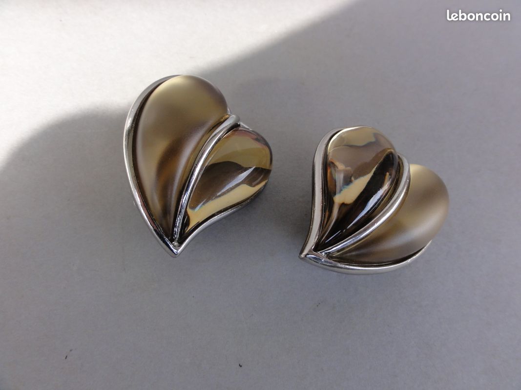 Boucles D'oreilles Vintage SONIA RYKIEL En Pâte De Verre - Plaqué Or 24 Carats, Bon état