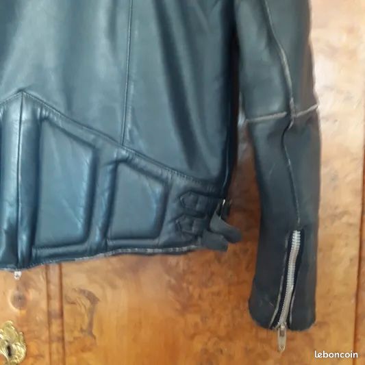 Perfecto Cuir Véritable Vintage 80s - Bleu Klein (Taille 50 / L) (image 5)