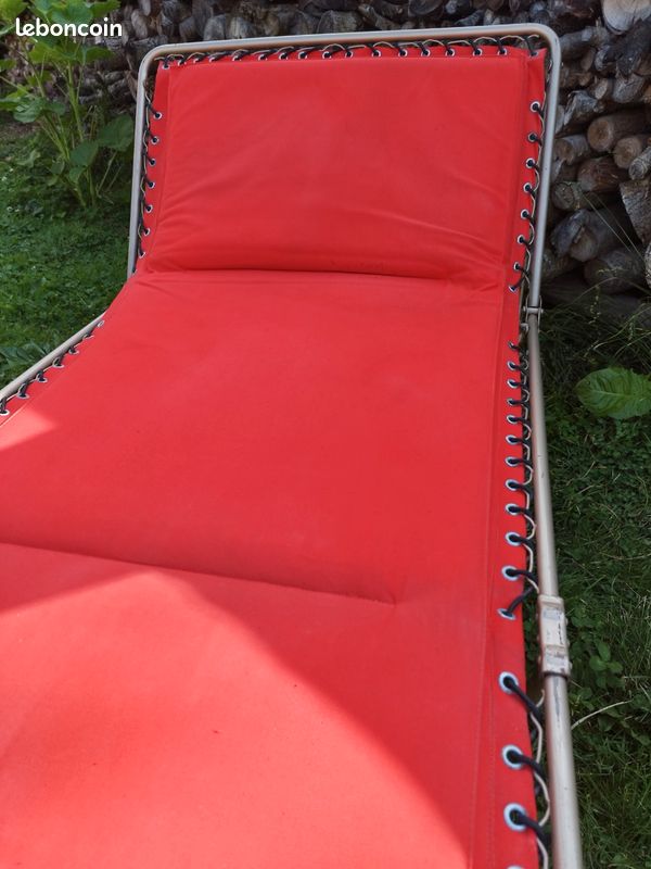 Lit De Camping Vintage Lafuma - Style Rétro, Toile Et Métal, Occasion