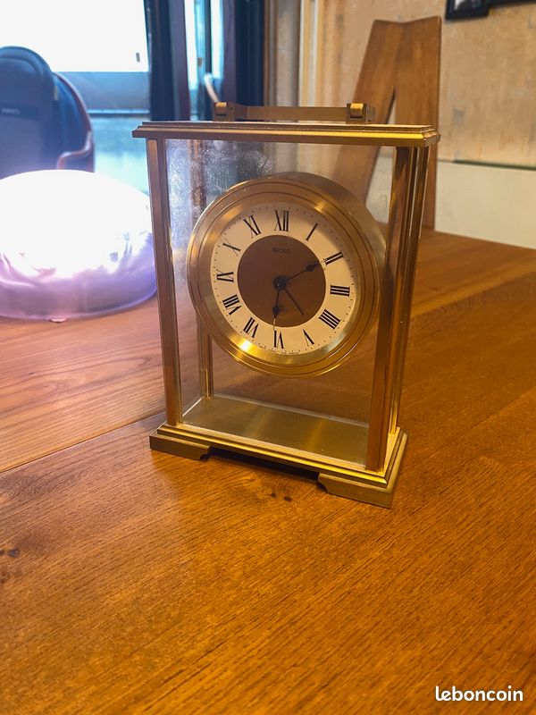 Montre pendule horloge Vintage Seiko En Boîtier En Laiton France