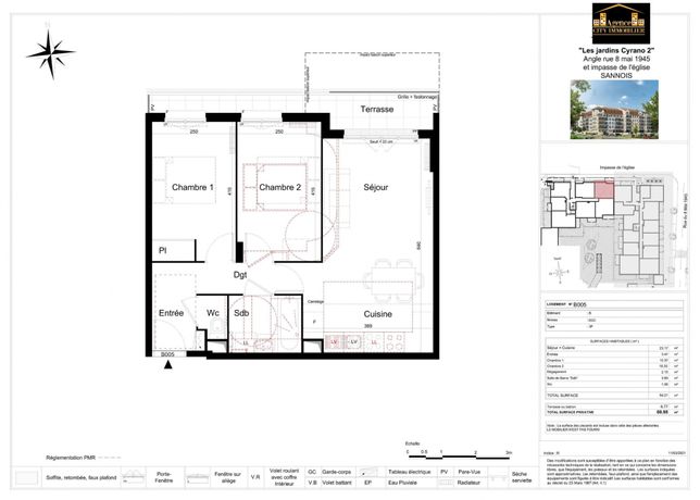 Appartement a louer sannois - 3 pièce(s) - 54 m2 - Surfyn