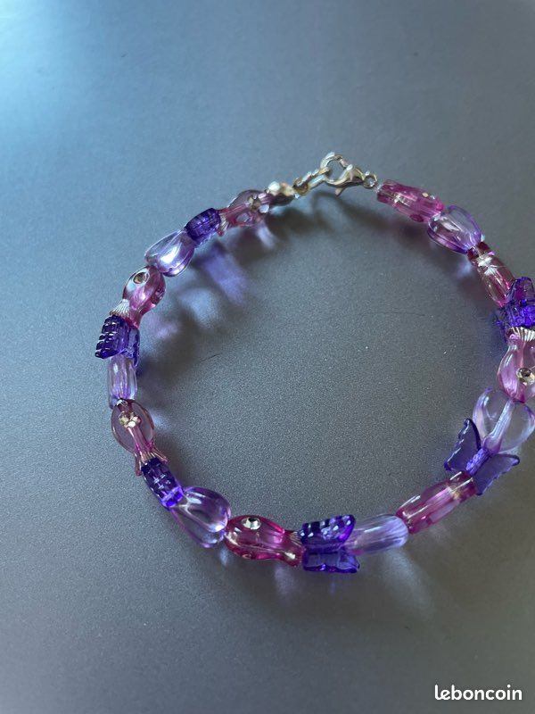 Bracelet fantaisie rose et parme (image 3)