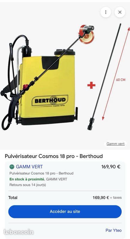 Pulvérisateur berthoud cosmos 18 pro (image 1)