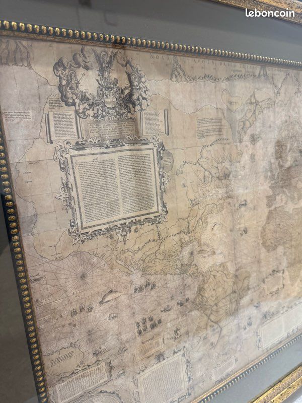 Tableau carte du monde ancienne grand format cadre doré élégant (image 4)