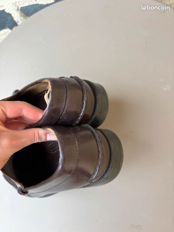 Mocassins Penny Loafers Sebago en Cuir marron / bordeaux | Taille 41 #SLCM395 (image 4)