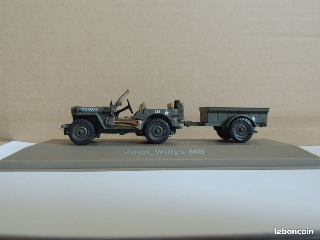 JEEP WILLYS + REMORQUE POLITOYS 1961 1:60 NEUVE + BOITE