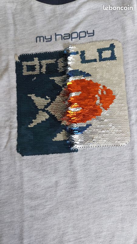 T-shirt Garçon Manches Longues Sequins Réversibles - Marine, Garçon