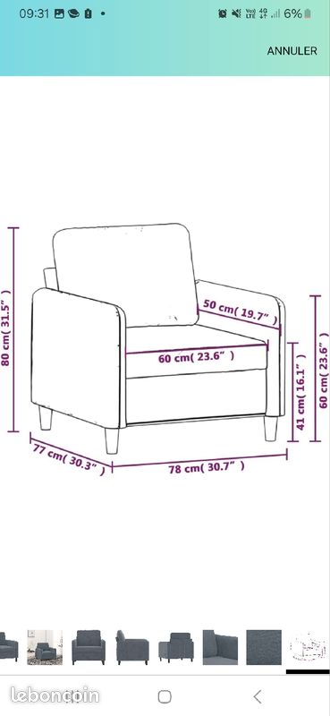 Fauteuil 1 personne large (image 3)
