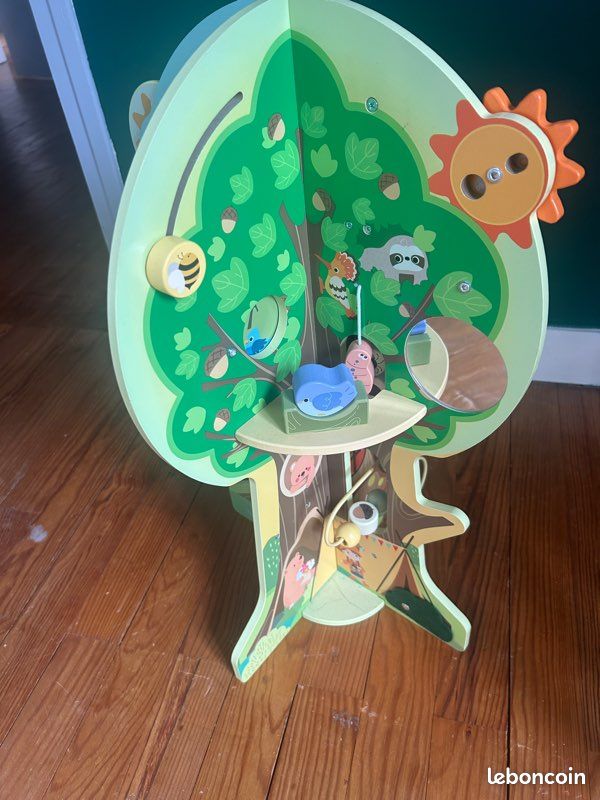 Arbre D'activités En Bois Navaris - Jeu éducatif 6-en-1 Pour Bébé Dès 18 Mois - Circuit, Boulier, Formes Et Couleurs