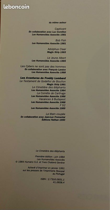 Bd yves chaland/ freddy lombard le cimetière des éléphants be (image 3)