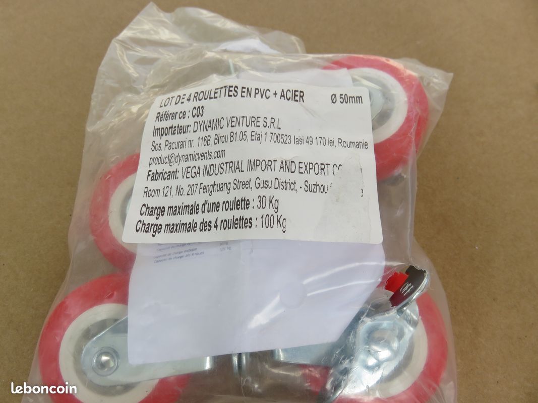 PRIOstahl Lot de 4 roulettes pivotantes pour meuble - 50 mm - Jusqu'à 100 kg par roue