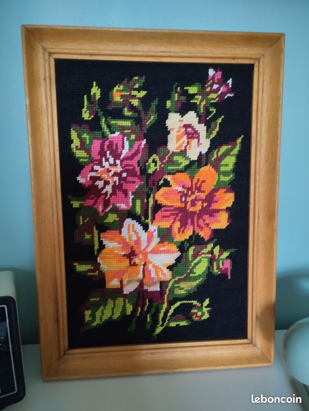 Ensemble de 3 Canevas encadrés Fleurs Roses Roses et jaunes