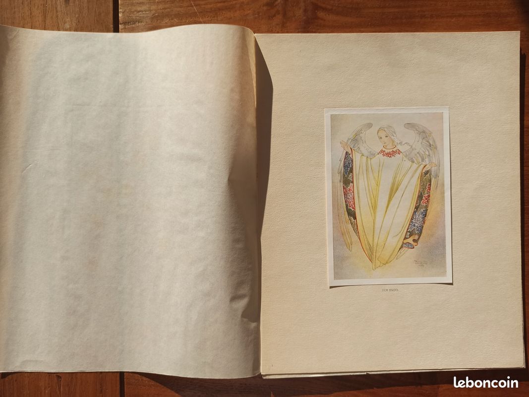 Coffret Der Leuchter, Sulamith Wülfing. 1936. Préface d’Otto Schulze-Elberfeld. Incomplet. Seulement 4 gravures. 1. Der engel. 2. Erkennen 3. Entfaltung. 4. Heimkehr des engels (image 11)