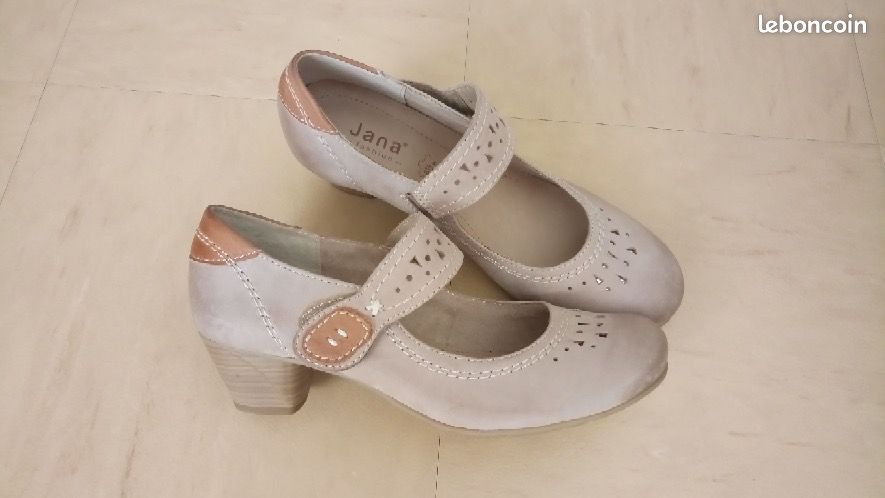Chaussures cuir beige (image 1)