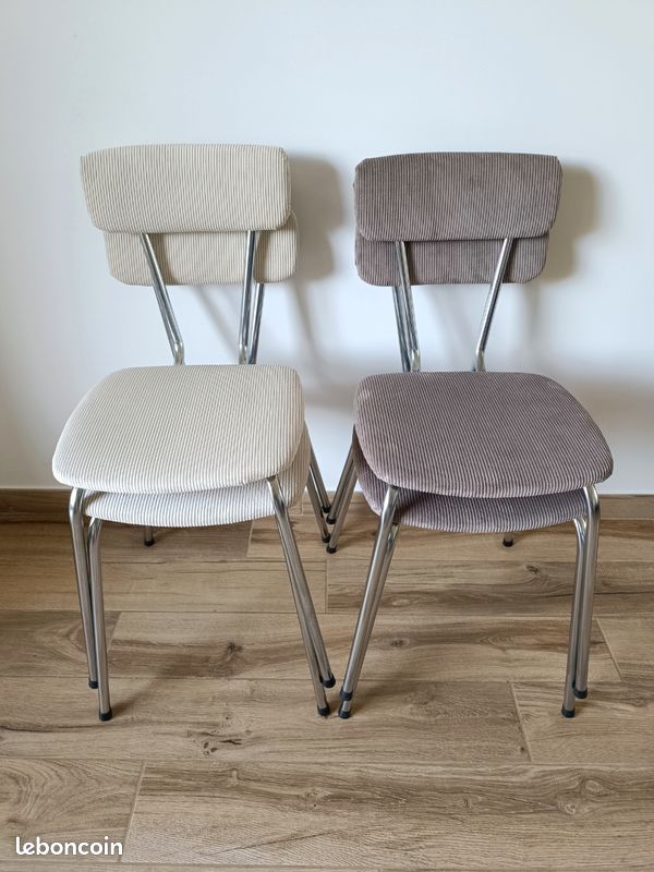 Lot de 4 chaises vintage velours côtelé (image 3)