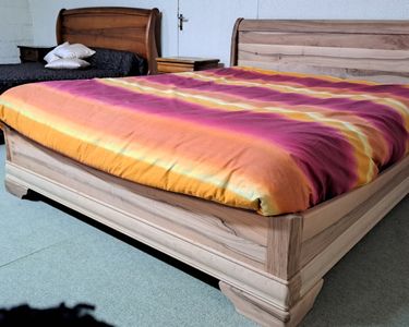 Lit Louis Philippe Chêne Massif 160x200 Cm - Très Bon état