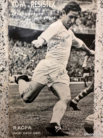 Photo Dédicacée De Raymond Kopa, équipe De France, Grand Format 12x8, Original