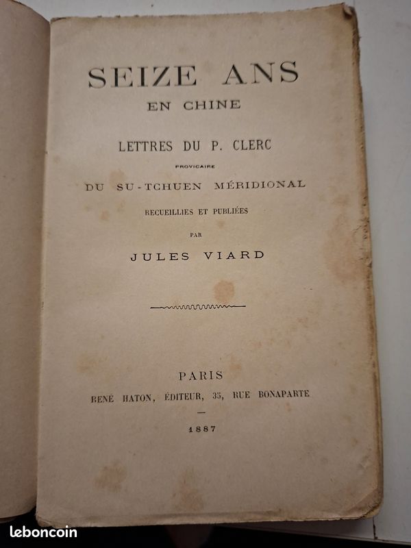 157: Mission catholique en Chine – 16 ans de lettres du P. Clerc, Su-Tchuen, 1887 (image 2)