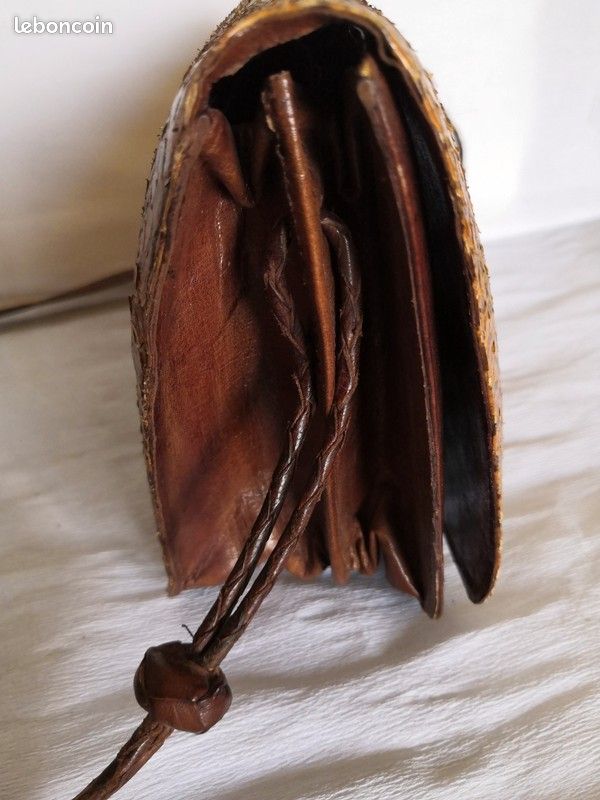 Ensemble sac à main et porte monnaie en cuir et peau de serpent (image 9)