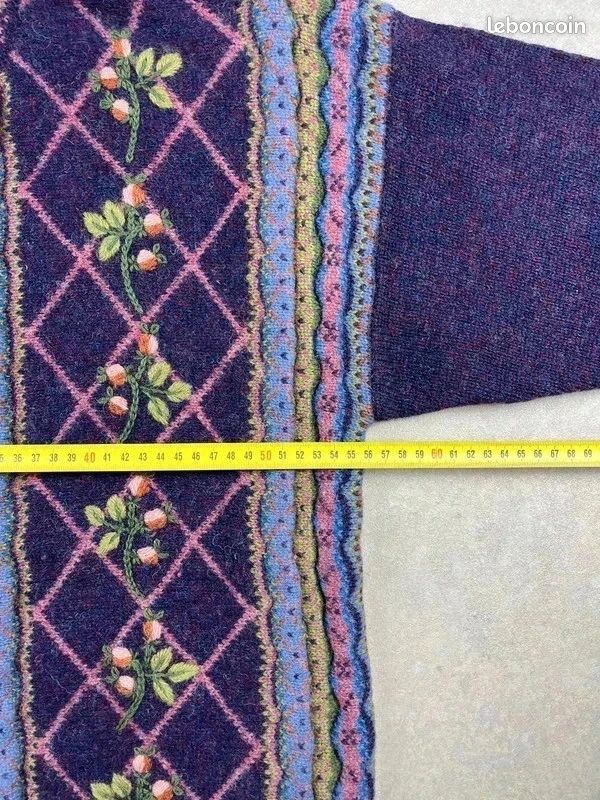 Cardigan Talbots Coton Soie – Fleuri Sarcelle – Taille S – Neuf Sans étiquette