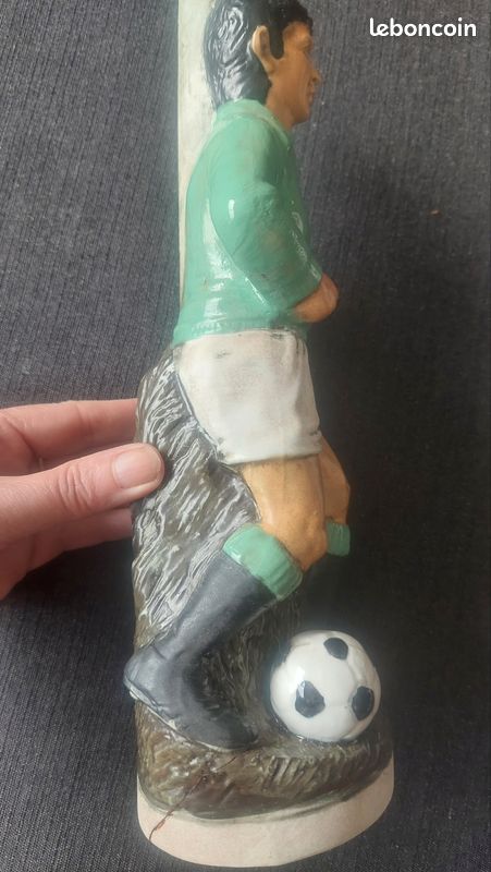 Bouteille vide céramique vintage footballeur joueur maillot vert ASSE 70s (image 10)