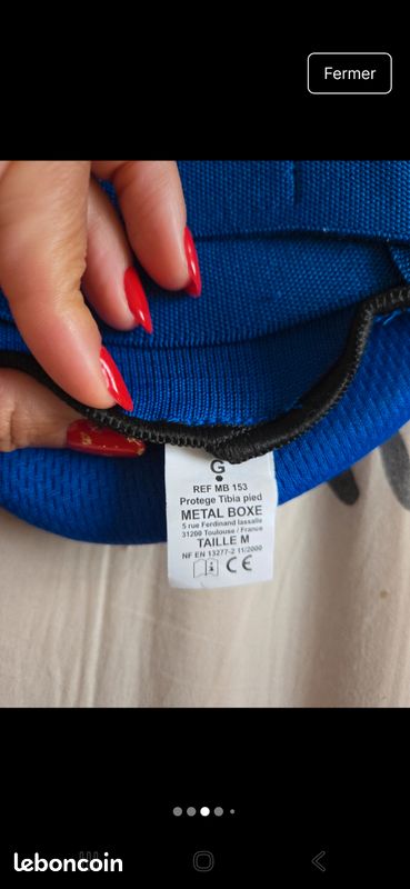Protège-Tibias Et Pieds METAL BOXE Bleu Taille L - Pour Sports De Combat - Mousse EVA Avec Velcro