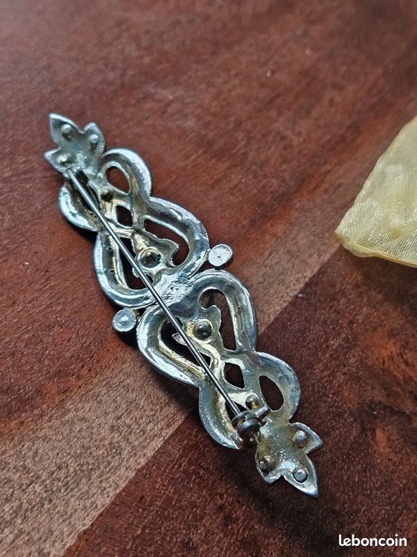 Broche argent 835 ambre Art Déco Ambre - France