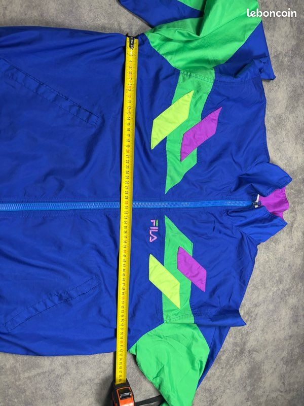 Veste Fila vintage 80s bleu coupe large logo brodé - XL (image 11)