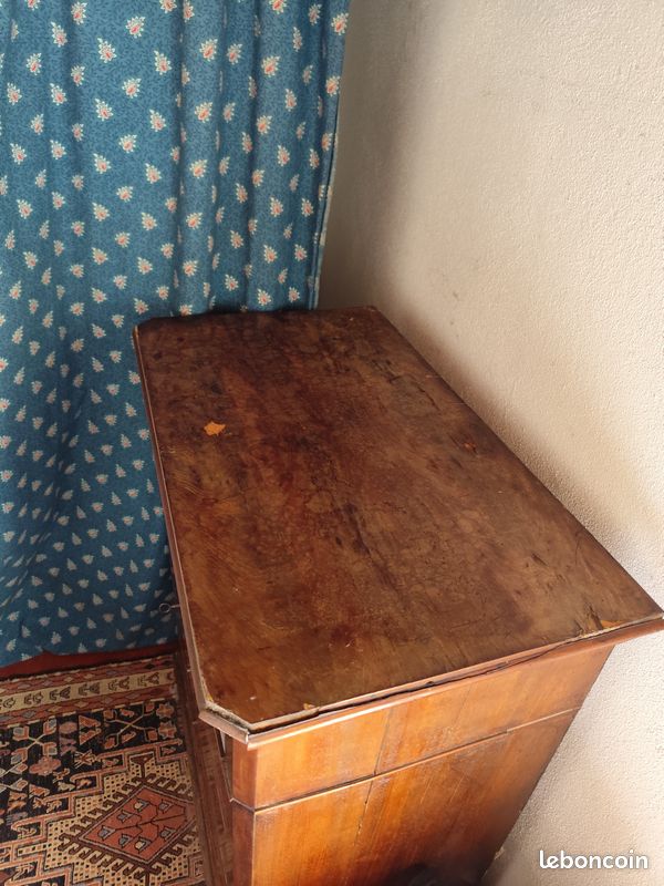 Coiffeuse ancienne à abattant avec miroir et marbre – à restaurer (image 7)